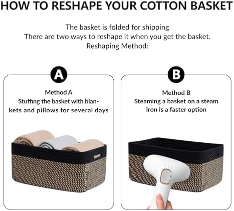 MiniArk Large Storage Baskets for Shelves, 17 x 13 x 7.5” Closet Organizers Bins for Clothes Blanket Towels, Baby Nursery, Toy Baskets Box, Woven Rope Baskets, 2 Packs Woven Brown - Image 7