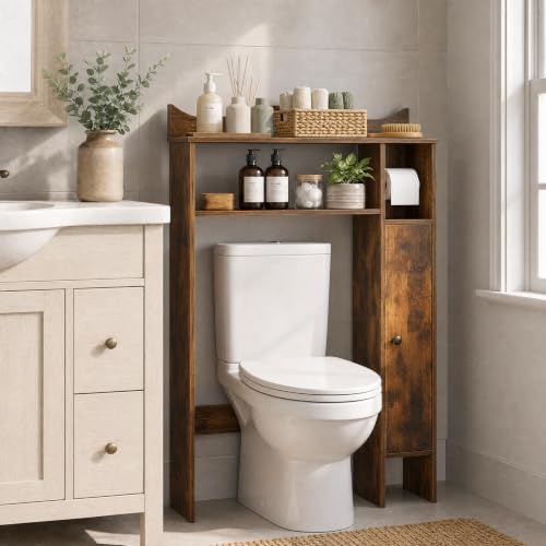 Giantex Over-The-Toilet Storage Cabinet with 1-Door Side Storage Cabinet - Image 2