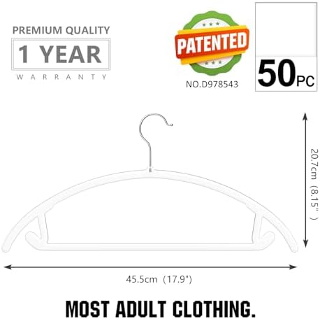 MIZGI Clear Hangers 50 Pack, Patented Rounded Shoulder Acrylic Hangers - Image 4