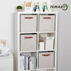 Temary Cube Storage Bins 12 Inch Storage Cubes 4PCs Fabric Organizer Bins Boxes with Handles, Sturdy Collapsible Closet Storage Organizer for Shelf, Bedroom, Cabinet (Beige, 12 x 12 x 12) - Image 6