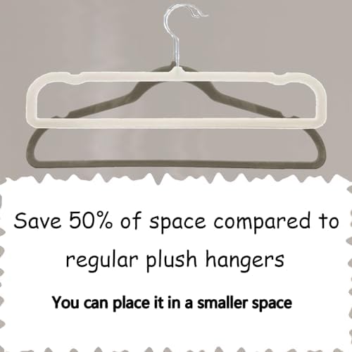 Beige Velvet Hangers Non-Slip 20 Pack Felt Hangers for Pants Trouser Hanger - Image 6
