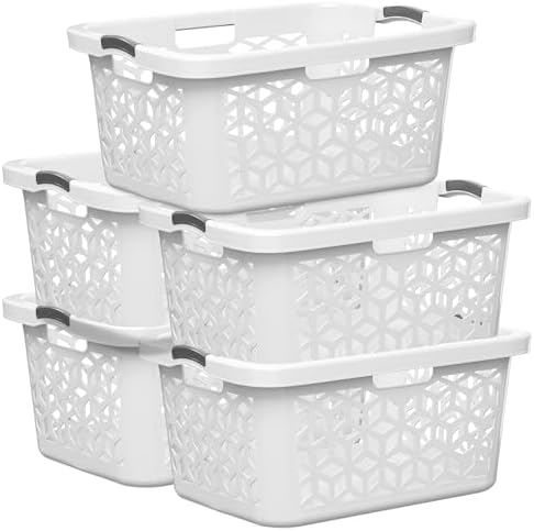 EconoHome Laundry Basket - Large 2 Bushel Laundry Basket with Handles - Stackable Plastic Hamper for Dirty Clothes - Storage Bin & Organizer for Bathroom, Bedroom - White, 70.5L Capacity – Heavy Duty by EconoHome