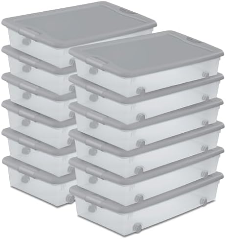 Sterilite Wheeled Latching Box w/Lids for Home & Office, 56 Quart, 12-Pack by Sterilite