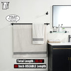 JQK Double Bath Towel Bar, Matte Black 33 Inch 304 Stainless Steel Thicken 0.8mm Towel Rack for Bathroom, Towel Holder Wall Mount, Useable Length 30 Inch 2 Pack, TB100L30-PB-P2 - Image 3