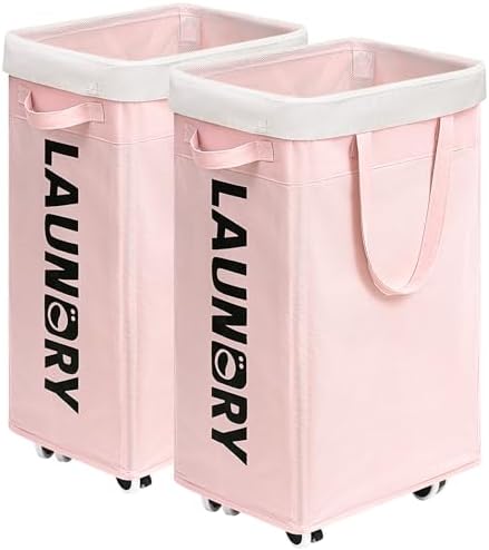 Goodpick 2-Pack Laundry Hamper with Wheels, Dorm Essentials for Girls,75L by Goodpick