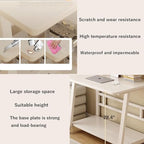 Rolling Computer Desk, 39.4 Inch Small Desks For Small Space, Portable Small Computer Desk with Monitor Stand & 3-Tier Storage, Portable Desk on Wheels for Writing, Home Office, Small Desk for Bedroom - Image 4