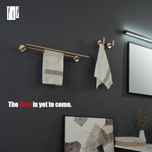 JQK Double Towel Bar Champagne Bronze, 19 Inch 304 Stainless Steel Thicken 0.8mm Towel Rack Bathroom, Towel Holder Wall Mount, Useable Length 16 Inch, TB100L16-CB - Image 4