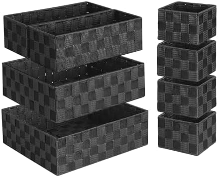 Posprica Woven Baskets, Storage Baskets for Organizing (Set of 8), Cube Baskets Bin Container Matching Storage Boxes Organizers for Pantry, Office, Shelves, Media-room - Image 2