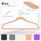 Premium Velvet Hangers 60 Pack, Non Slip Clothes Felt Hanger Heavy Duty for Coat, Premium Slim Space Saving Suit Hangers for Closet Organizer, 360° Rotating Silver Hook - Image 2