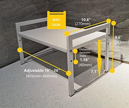 Expandable Cabinet Shelf 10.6"D Adjustable Countertop Riser Rack White - Image 3