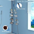 Rustproof Shower Corner Caddy Shelf for Bathroom Tension Pole Organizer with 4 Baskets for Bathtub Shampoo Storage from 23.6 to 114.5 Inch with Towel Bar (Bronze) - Image 7