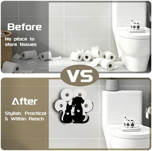 Cat & Dog Toilet Paper Holder Wall Mount/Stand for Extra 8 Rolls - Image 5