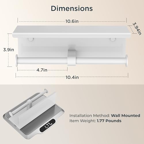 FORIOUS Toilet Paper Holder with Shelf, Commercial Toilet Paper Dispensers - Image 4