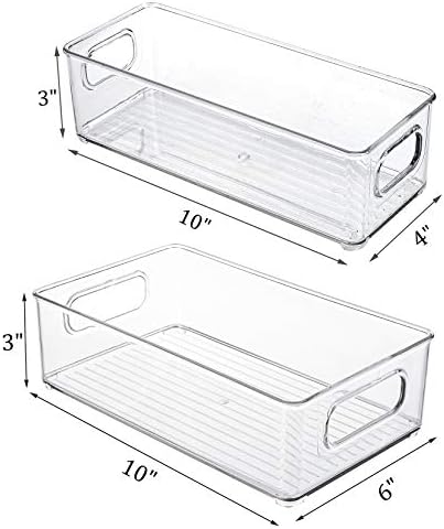 Kingrol 8 Pack Plastic Storage Bins for Freezer, Pantry, Countertop, Cabinet Organization, Stackable Food Storage Organizer with Handles, BPA Free, 10 x 6 x 3 Inch, 10 x 4 x 3 Inch - Image 2