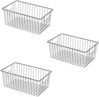 16" L x 12" W Wider Freezer Storage Organizer Baskets Container, Metal Wire Chest Upright Refrigerator Divider Bins with Built-in Handles for Cabinet, Pantry, Closet, Kitchen, Black by Y.Z.Bros