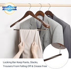 Amber Home 6 Pack Retro Wide Shoulder Wooden Suit Hangers - Image 4