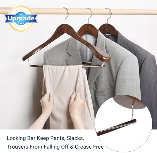 Amber Home 6 Pack Retro Wide Shoulder Wooden Suit Hangers - Image 4