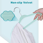 BAGAIL 50 Pack Kids Velvet Hangers 14 Inches Children's Clothes Hangers Non-Slip Baby Hangers for Infant/Toddler (Mint) - Image 4