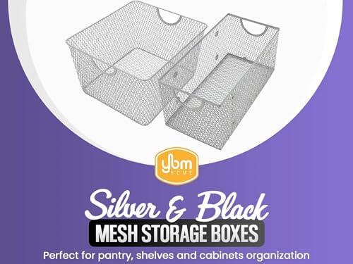 YBM HOME Kitchen Pantry Organizer Wire Basket for Shelves, Pantry, and Cabinets, Mesh Open Metal Storage Bin for Organizing Household, Office, and Laundry Supplies, 11 x 5.5 x 5 in, Pack of 6 - Image 2