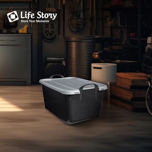 Life Story 18 Pack Heavy Duty Stackable Storage Bin, 55 Qt, Black/Gray - Image 4