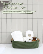 Sea Team Nesting Rectangular Woven Cotton Rope Storage Basket, 3-Pack - Image 5