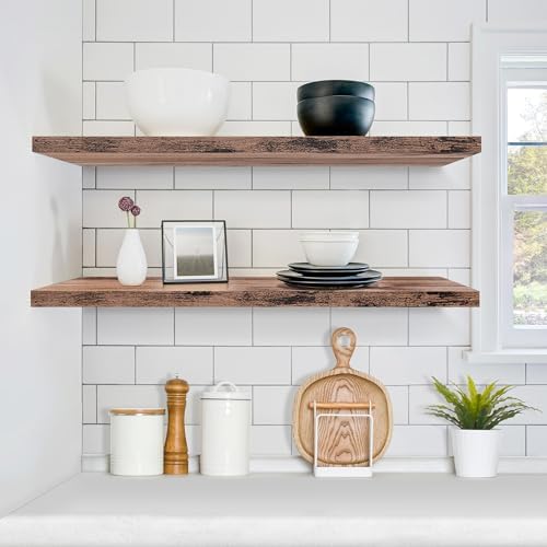 Sorbus Floating Shelves for Wall Storage (35 Inch, 2 Pack, Mahogany) - Image 2