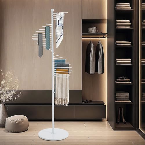 Freestanding Scarf Holder Stand,Spiral Scarf Display Rack,Holder Hijab Stand,Commercial Hijab Organizer,Scarves Rack,Metal Scarf Racks,Hijab Organizer,Belt Pants Hanger For Clothing Store Home (White) by Unknown