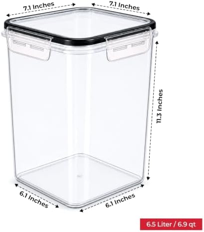 Extra Large Flour and Sugar Storage Containers 6.5L/220 Fl. oz; Set of 2 Plastic Bulk Airtight Food Storage Rice Containers With Lids - Kitchen Pantry Organizer and Storage Canisters, Marker & Labels - Image 5