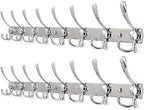 WEBI Coat Rack Wall Mount Long,8 Tri Hooks for Hanging Coats,30 inch Hook Rack Rail,Coat Hanger Wall Mounted for Clothes,Jacket,Hat,Chrome,2 Packs by WEBI