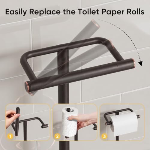 BESy Toilet Paper Holder Stand Bathroom Tissue Free Standing Bronze - Image 7