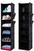 2 Packs Hanging Closet Organizer, 6-Shelf Closet Organizers and Storage with Side Pockets, Collapsible Hanging Shelves for Closet & RV & College Dorm,Black by WelcometoYRCBEHFU