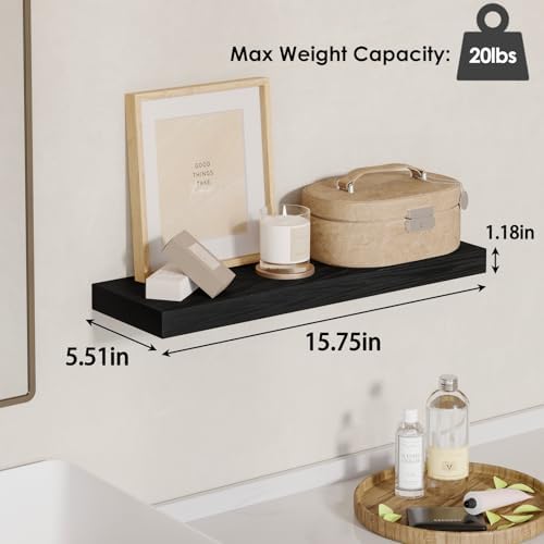 Fixwal Floating Shelves for Wall Decor (Black, Set of 4, 15.7 Inch) - Image 3