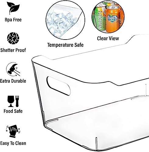 CONTROL KITCHEN Clear Plastic Storage Bins for Kitchen Organization or Pantry Organizers and Storage, Freezer Organizer Storage Containers Bin for Organizing Refrigerator Cabinet Organizers (8, Large) - Image 3