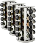 Kamenstein Revolving Countertop Spice Rack with Spices Included, FREE Spice Refills for 5 Years, Polished Stainless Steel with Black Caps, 30020, 20 Jar (Pack of 3) by Kamenstein