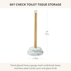 MACKENZIE-CHILDS Toilet Tissue Storage, Light-Blue-and-White Sky Check - Image 4