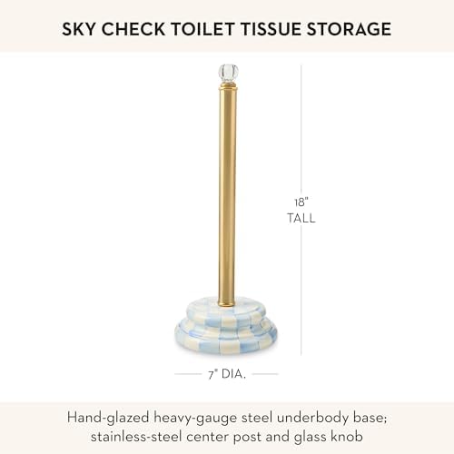 MACKENZIE-CHILDS Toilet Tissue Storage, Light-Blue-and-White Sky Check - Image 4