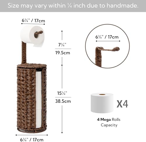 GRANNY SAYS Wicker Free Standing Toilet Paper Holder Stand with Storage - Image 3