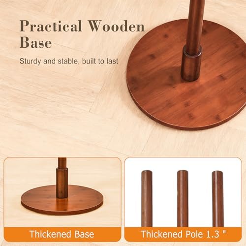 VECELO Coat Rack Freestanding, Entryway Hanger Stand, Umbrella Holder, Hall Tree With Hooks, Floor Standing Tree Stand,Walnut - Image 4