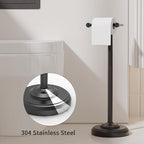 Toilet Paper Holder Stand, Matte Black Toilet Paper Holder Free Standing,Post Pivoting Design & Stable Weighted Base SUS304 Stainless Steel for Bathroom - Image 4