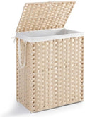 DUMOS Laundry Basket with Lid, 90L Wicker Laundry Hampers, Summer Sand by DumosLifestyle