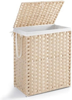 DUMOS Laundry Basket with Lid, 90L Wicker Laundry Hampers, Summer Sand by DumosLifestyle