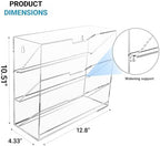Hanging Wall File Organizer with 4 Pocket Tier - Acrylic Vertical Mail File Folder Holder Wall Mount Mail Magazine Rack with Bottom Tray for Office Home Countertop, Clear - Image 2
