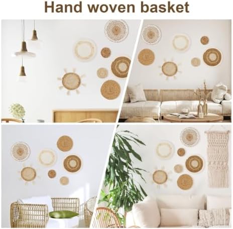 Boho Wall Art Decor Woven Basket Seagrass Hanging Farmhouse Room Set - Image 4