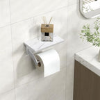 FORIOUS Toilet Paper Holder with Shelf, Natural Marble, Commercial - Image 2