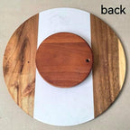 13" Marble & Wood Lazy Susan, Rotating Stone Tabletop Tray - Image 4