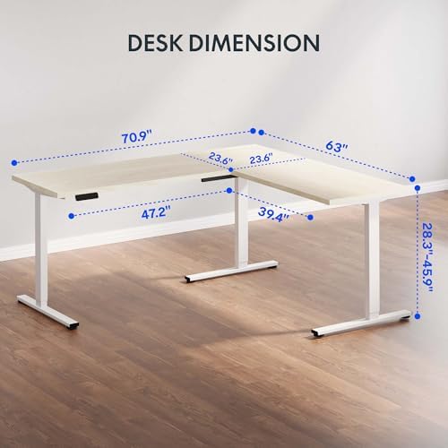 FLEXISPOT 71 x 63 Reversible L-Shaped Electric Standing Desk, Maple - Image 3