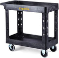 ELAFROS 2-Tier Heavy Duty Rolling Cart, 34 x 17 in, 2 Fixed 2 Swivel, Black by ELAFROS