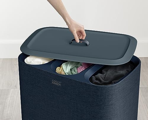 Joseph Joseph Tota Trio 90 liter/23.8 gallon Laundry Hamper Separation Basket with lid, 3 Removable Washing Bags with Handles- Dark Blue - Image 5