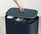 Joseph Joseph Tota Trio 90 liter/23.8 gallon Laundry Hamper Separation Basket with lid, 3 Removable Washing Bags with Handles- Dark Blue - Image 5