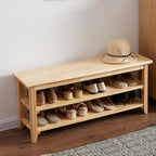 XKZG Shoe Rack Bench Wooden Storage Bench Entryway Bench, Natural, 39.4" by XKZG